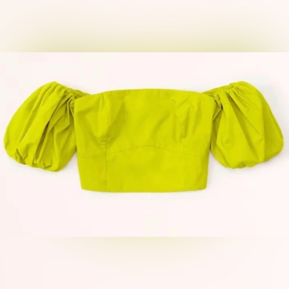 Abercrombie & Fitch Lemon Lime Off-Shoulder Puff Sleeve Crop Top
